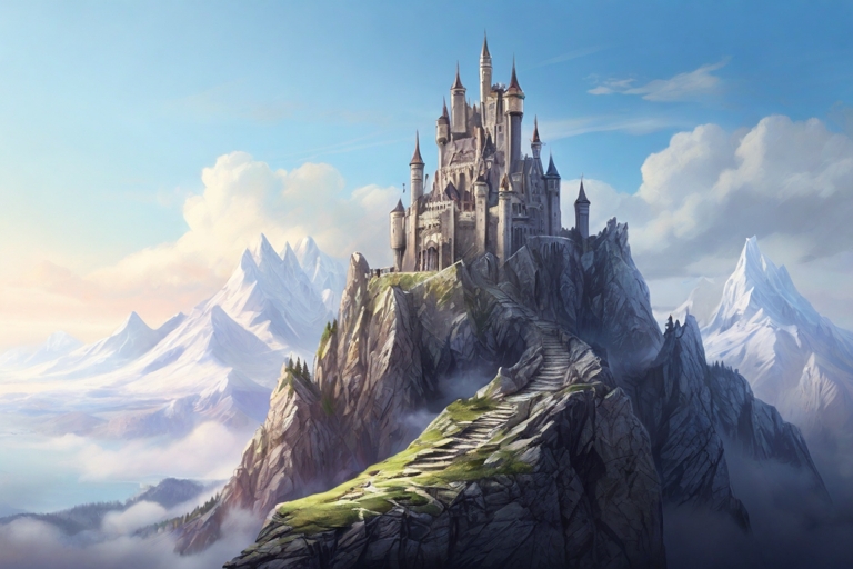 Castle on a mountain in fantasy