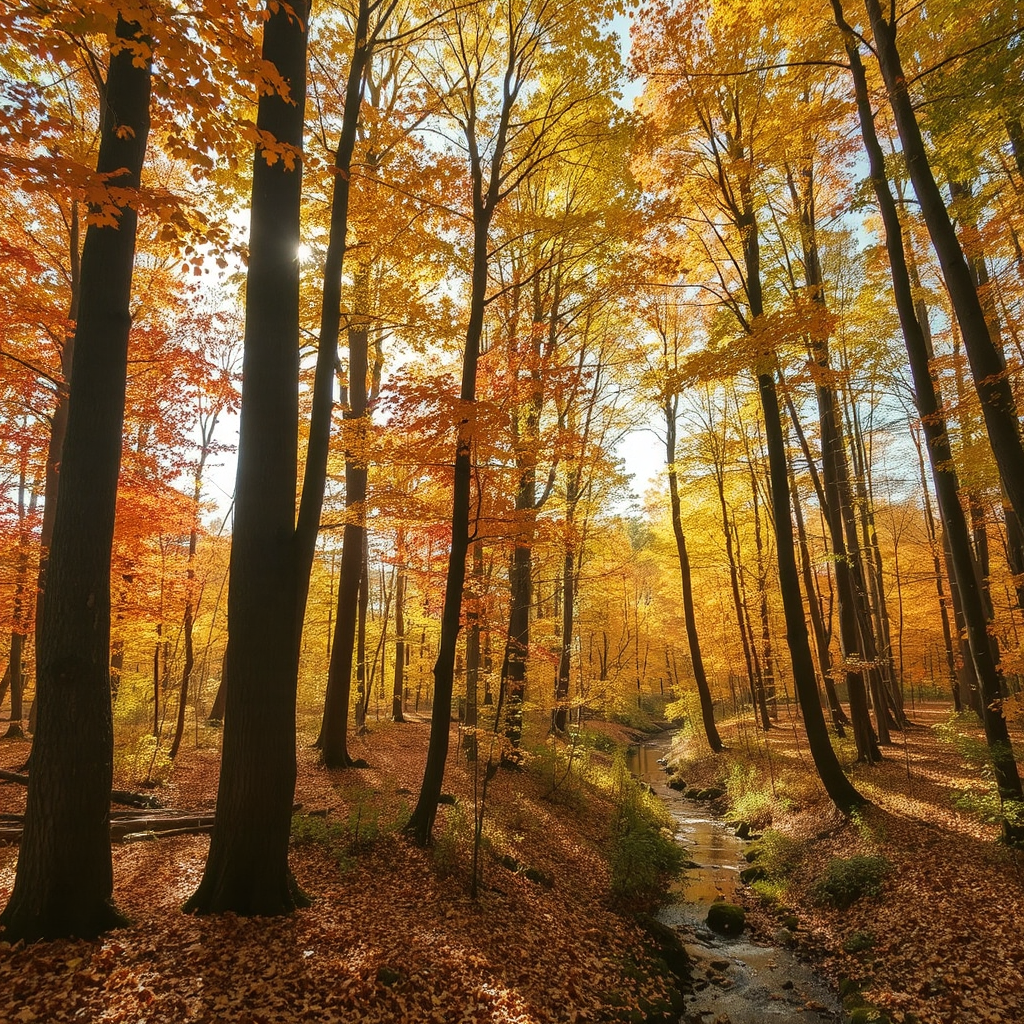 A peaceful forest in autumn