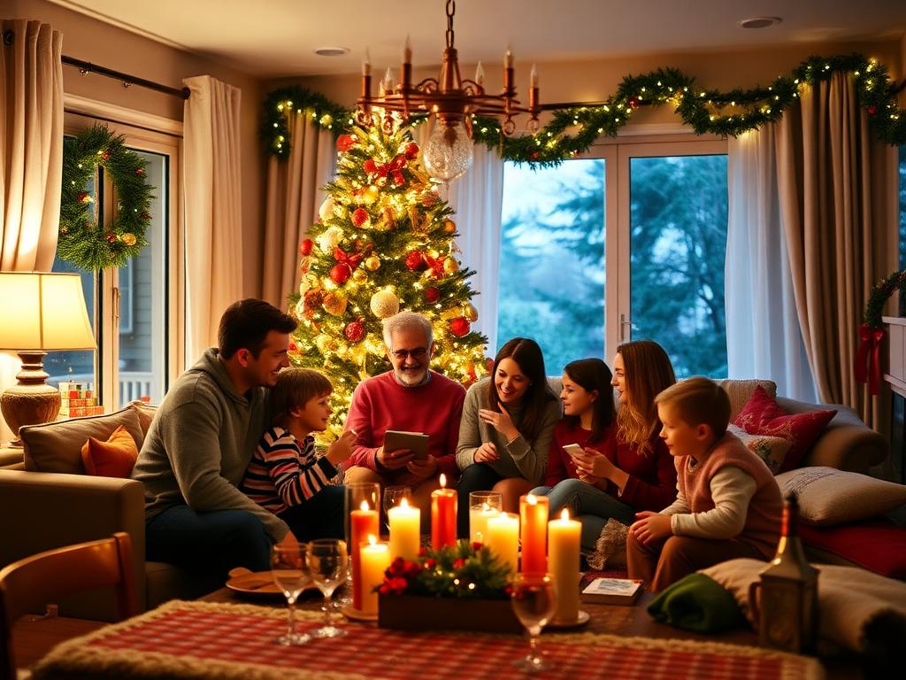 Family celebrates Christmas at home