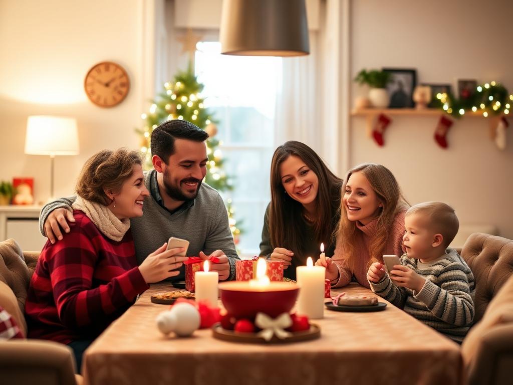 Family celebrates Christmas at home