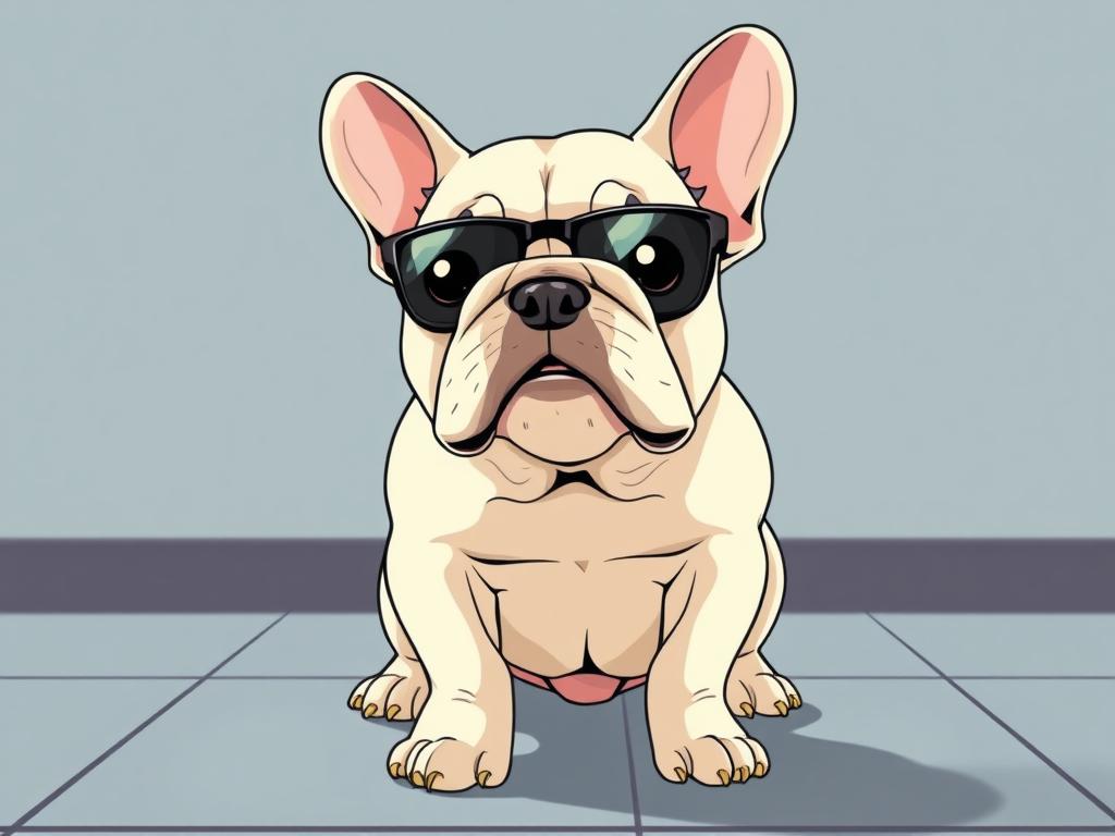 French Bulldog Cream Color Anime Style