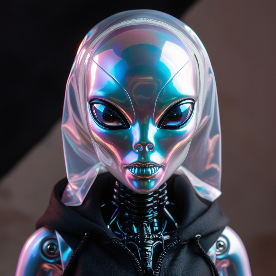 A gorgeous alien iridescent cyberpunk