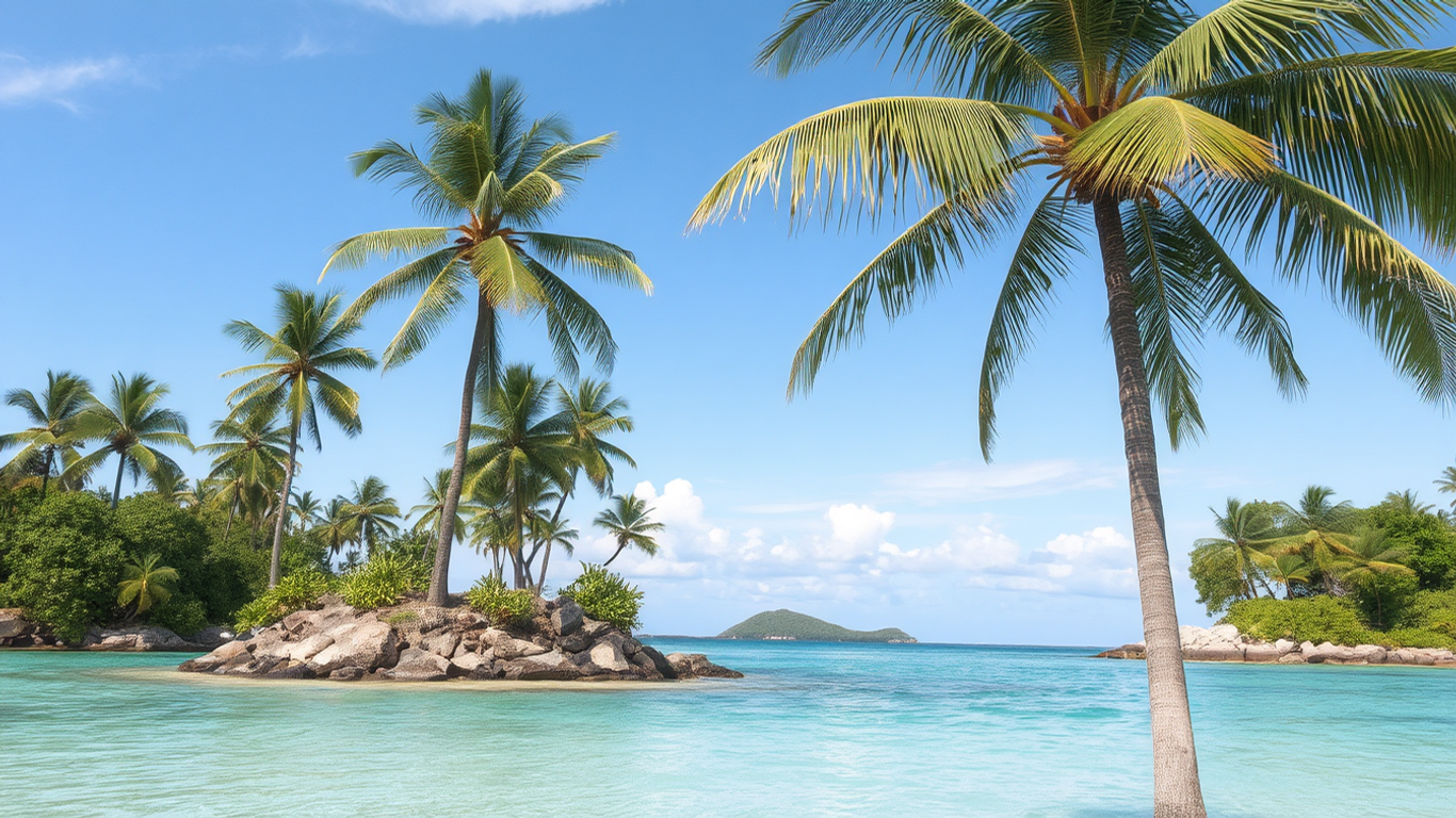 Islands with palm trees