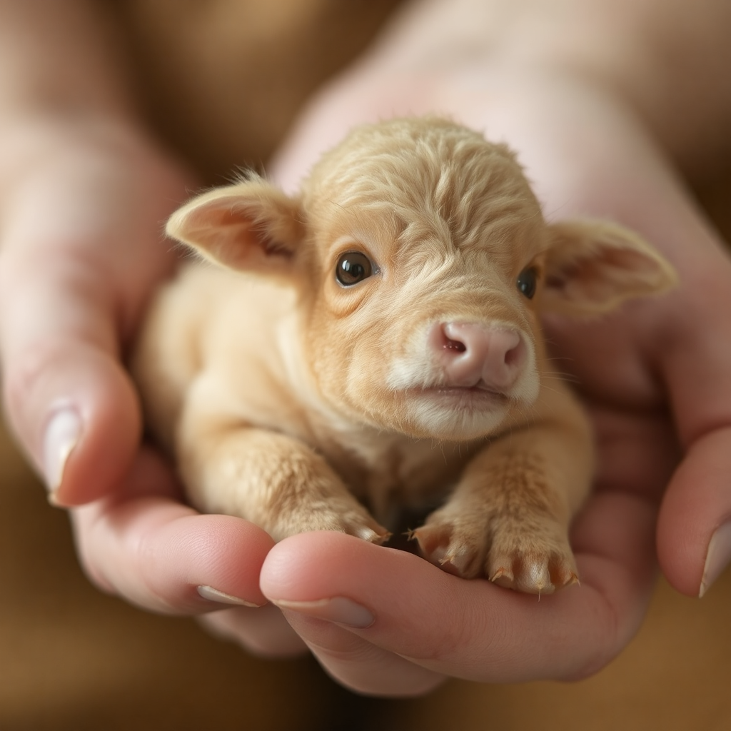 Small adorable cow