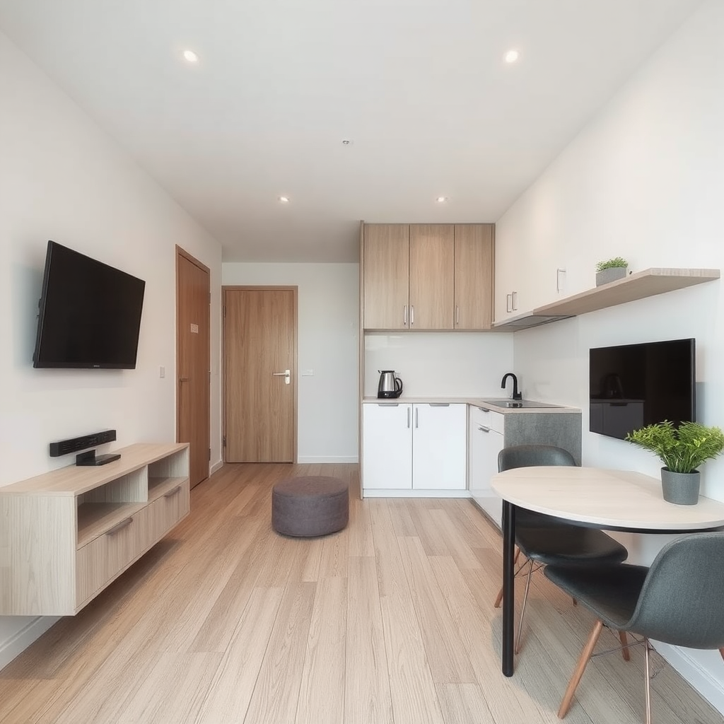 A compact yet stylish studio apartment