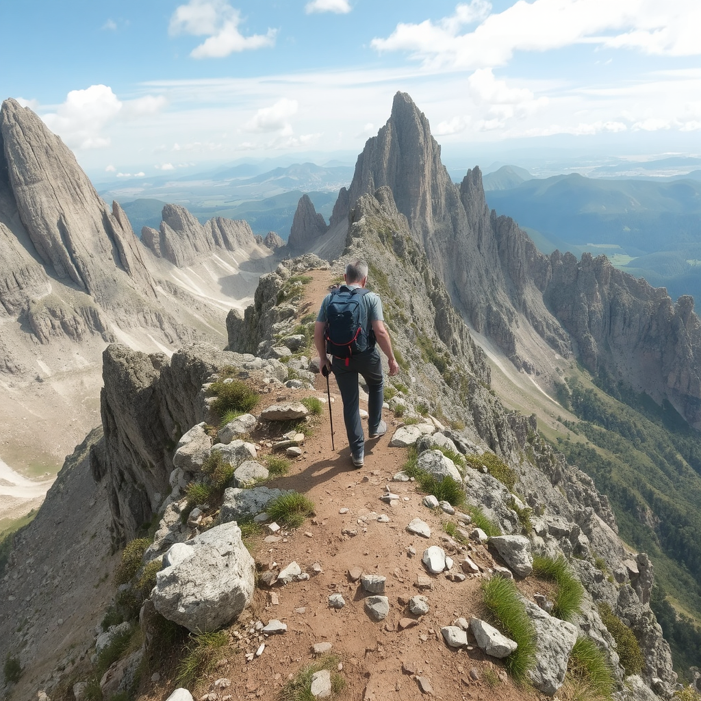 A hiker climbing a steep mountain trail Copy