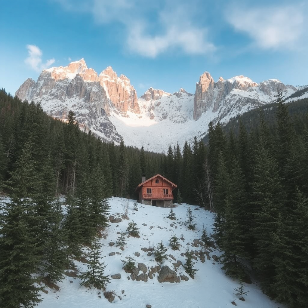 Remote mountain cabin