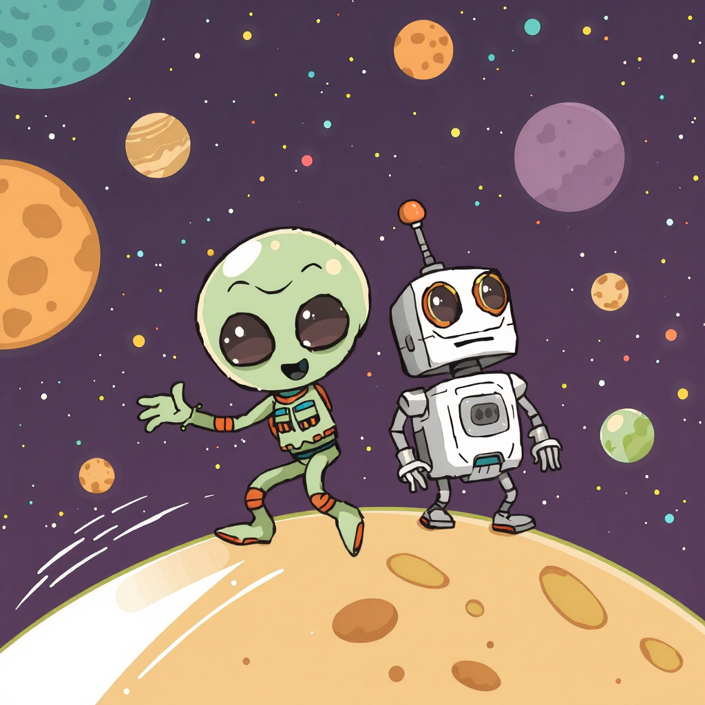 A space-themed cartoon