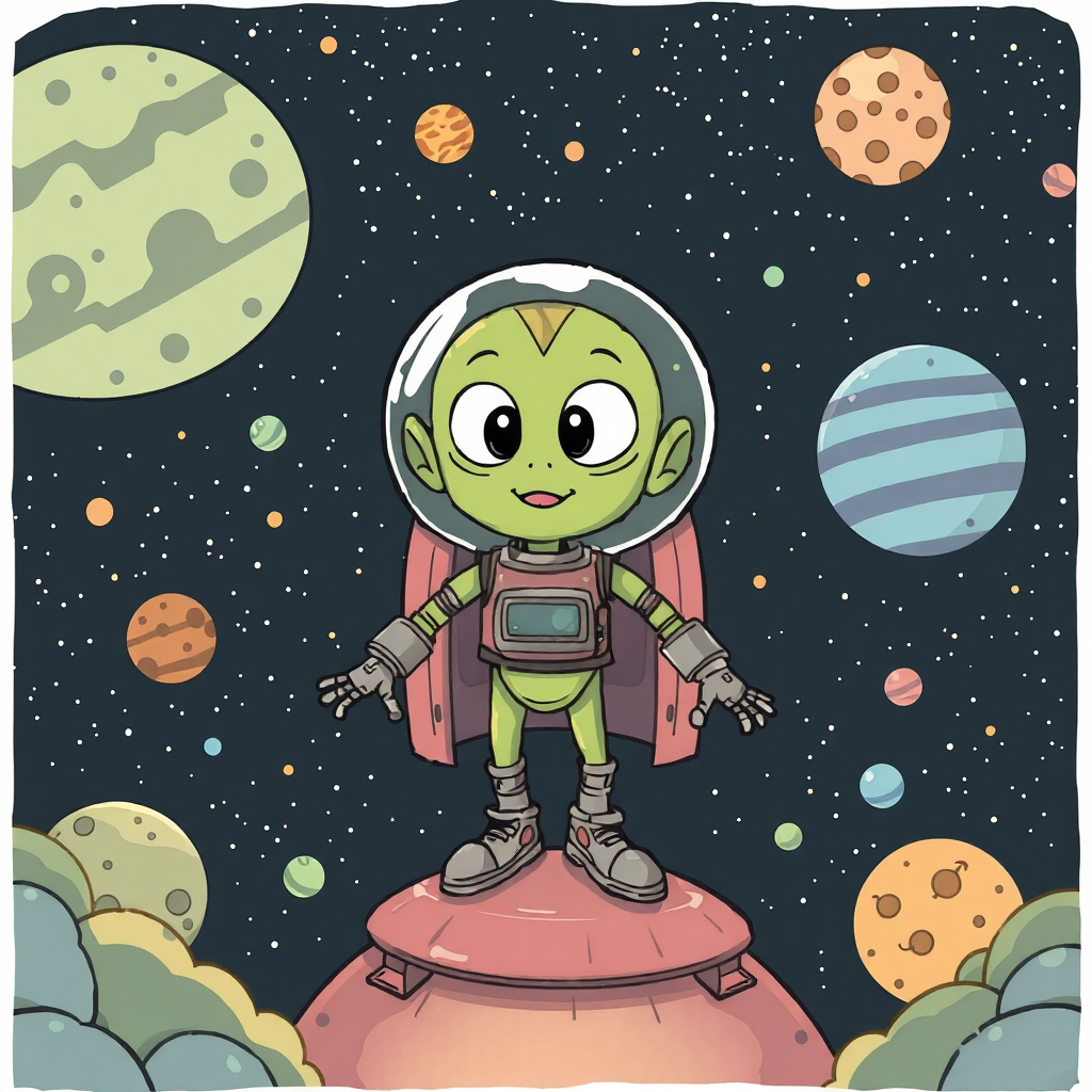 A space-themed cartoon