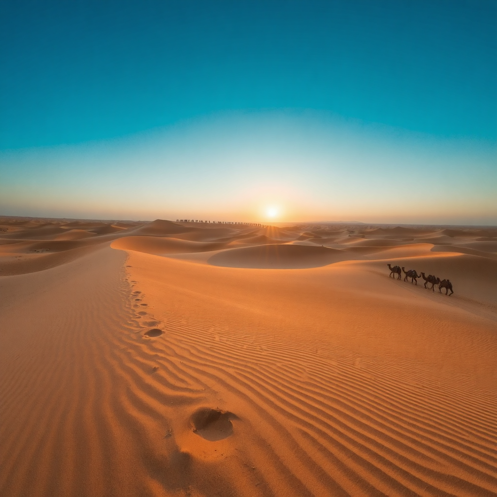 A vast desert at dusk